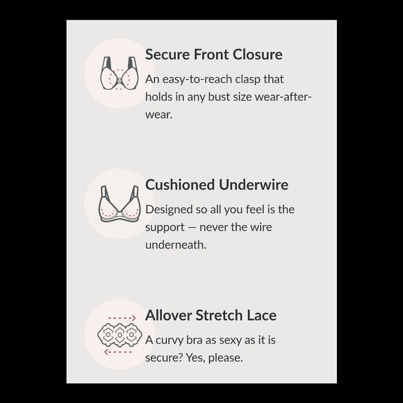 Glamorise WonderWire Front-Closure Stretch Lace Bra - Sz 36DD US/UK - Picture 9 of 11